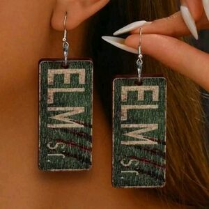 Elm Street Freddy Krueger Horror Wood Earrings New!